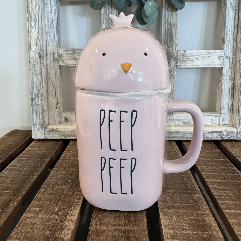 Rae Dunn PEEP PEEP Mug Pink Chick With Topper New